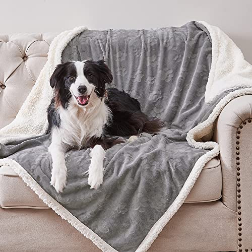 Dog Blankets for Large Dogs - Waterproof Cat Blanket Washable - Sherpa Fleece Puppy Blanket, Soft Plush Reversible Throw Protector for Bed Couch Car Sofa, 60"X80", Grey - color: Grey, size: 60"x80"