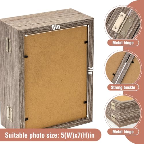 POILKMNI 5x7 In Four Picture Frame 4 Hinged Photo Frame with 4 Openings | Natural Wood Foldable Photo Frame High Definition Acrylic for Mothers Day Father's Day Christmas Gift, Family Picture, Gray - color: Gray, size: 5x7