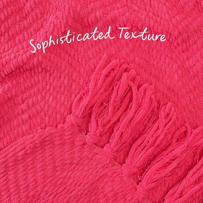 Chanasya Premium Textured Knit Throw Blanket with Tassels - Soft, Cozy Blanket for Couch, Bed, Living Room - 50" x 65” - Azalea - color: Azalea