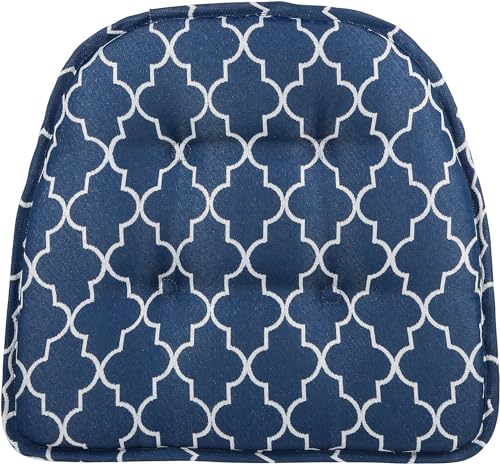 Non-Slip Chair Cushions, Assembled in USA, U-Shaped Skid-Proof Seat Pads for Dining Room, Kitchen, Office, 15"x16" - color: Geo Blue, size: 2 Pack