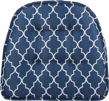 Non-Slip Chair Cushions, Assembled in USA, U-Shaped Skid-Proof Seat Pads for Dining Room, Kitchen, Office, 15"x16" - color: Geo Blue, size: 2 Pack