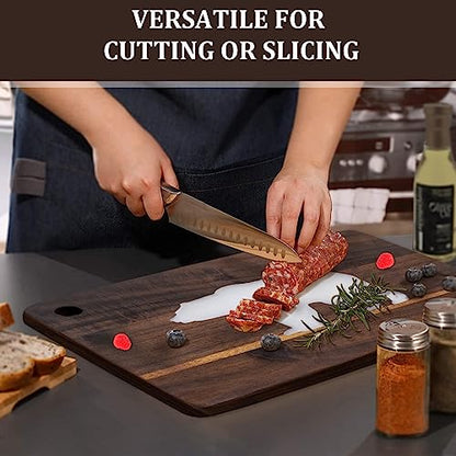 Acacia Wood Cutting Boards with Marble Large Charcuterie Cheese Boards Serving Boards for Steak Fruits 16.5x11 inches Easy to Store & Clean, Housewarming Gifts