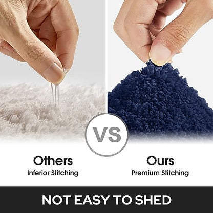 HOMEIDEAS Bathroom Rugs Sets 2 Piece, Super Soft and Absorbent Non Slip Microfiber Machine Washable Bath Mat Set (20" x 32" + 16" x 24", Navy Blue) - color: Loop- Navy Blue, size: 1'4" x 2'8" (16"x24"+20"x32")