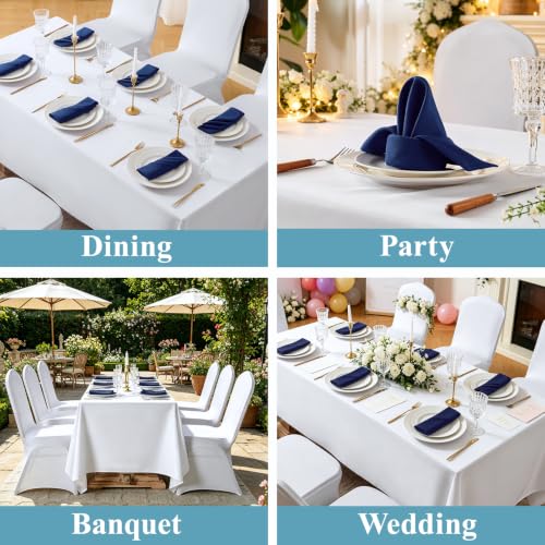 VidaFete Navy Blue Cloth Napkin, 17 x 17 Inch Polyester Napkins Set of 12 | Polyester Napkins Cloth Reusable & Wrinkle-Resistant Dinner Napkins for Weddings, Banquets, Parties, Hotels and Restaurants - color: Navy Blue, size: 17" x 17" (Set of 12)