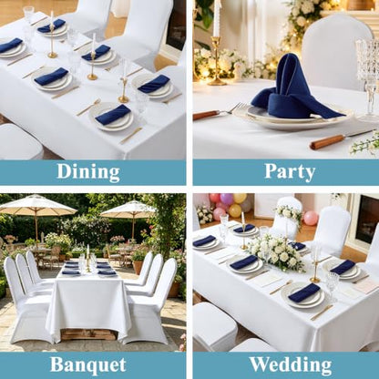 VidaFete Navy Blue Cloth Napkin, 17 x 17 Inch Polyester Napkins Set of 12 | Polyester Napkins Cloth Reusable & Wrinkle-Resistant Dinner Napkins for Weddings, Banquets, Parties, Hotels and Restaurants - color: Navy Blue, size: 17" x 17" (Set of 12)