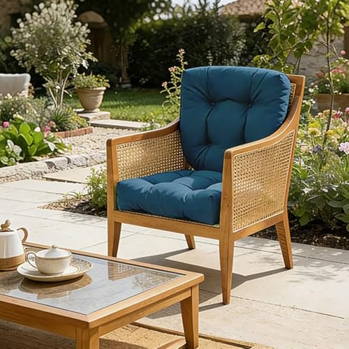 Outdoor Chair Cushions Set of 2, 19"x19" Tufted Outdoor Seat Cushions, Waterproof Patio Furniture Cushions,Navy Blue - color: Navy Blue