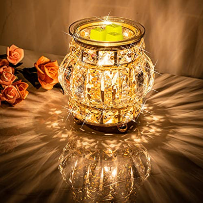 Wax Melt Warmer Wrought Iron Crystal Oil Burner for Home, Living Room, Bedroom, Kitchen, Office (Golden)