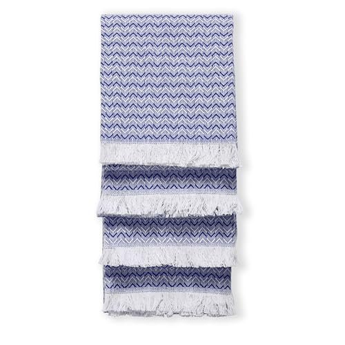 TWINY threads Set of 4 100% Cotton Kitchen Towels, 16"x26" (Indigo Blue) | Chevron Weave Dish Cloths & Rags, Soft, Absorbent, Quick Dry, Washable, Reusable Tea Towel for Baking, Cleaning & Drying Use - color: Chevron, Indigo Blue, size: 26" x 16" (Set of