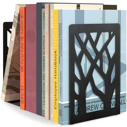 MaxGear Book Ends Tree Design Bookends for Shelves 7 x 4.7 x 3.5” 1 Pair | Metal Constructio,Heavy Duty,Non-Skid Pads,Scratch Resistant,Stable Support,Space Saving,2 Pieces,Bookcase Desktop Use - size: 1 Pair
