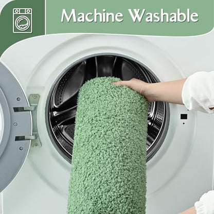 Sage Green Bathroom Rug Set 2 Piece Bath Mat 21x34 U Shape Toilet Rug 21x21 | Absorbent,Washable,Non Slip Bathroom Rugs Sets,Contour Mat for Toilet - color: Sage Green