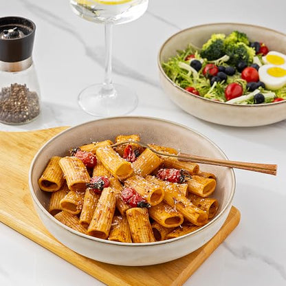GBhome 8.75'' Large Ceramic Pasta Bowls, 38oz Stoneware Pasta Serving Bowls Set of 4 for Kitchen, Wide Bowls for Fruit,Pasta,Salad,Oatmeal,Meal, Microwave Safe, Reactive Glaze-Cappuccino - color: Cappuccino
