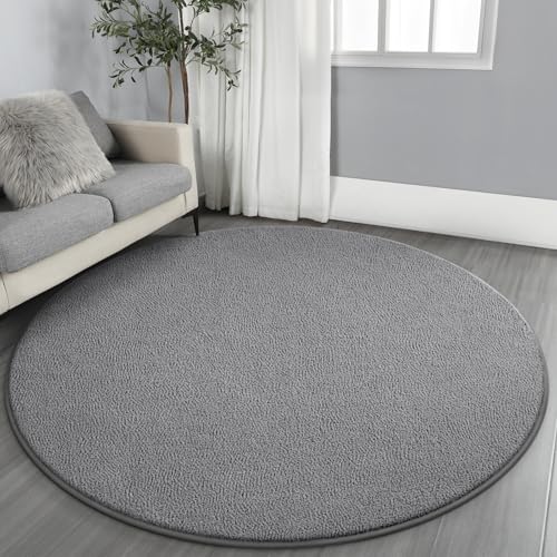 Gifeas Ultra Soft Round Area Rugs for Living Room Bedroom, 4x4 Feet Grey | Thickened Memory Foam Indoor Solid Minimalist Carpet, Non-Slip Furry Comfy Rug for Kid Boy Girl Nursery Dorm Room Home Decor - color: Grey, size: 4' (Round)