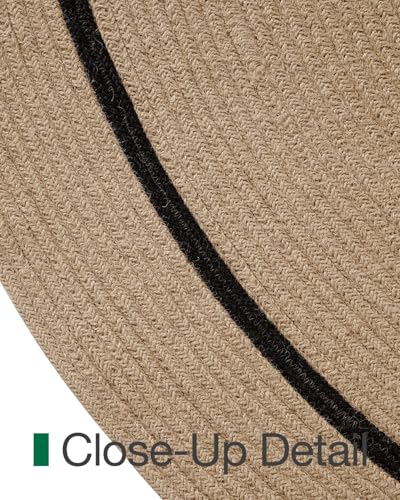 LUMI 4' Round Natural Jute Area Rug, Braided Farmhouse Rug - color: Toffee Trace, size: 4'x4'