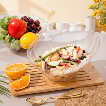 bUCLA 54 OZ Clear Plastic Serving Bowls (12 Pack) - Angled Serving Bowls Disposable for Chip&Candy - Party Table Salad and Fruit - color: Clear, size: 54oz