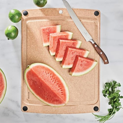 Epicurean All-In-One Cutting Board with Non-Slip Feet and Juice Groove - Non-toxic, Dishwasher Safe,Made in the USA, 19.5" x 14.5", Natural - color: Natural/Black, size: 19.5"L x 14.5"W