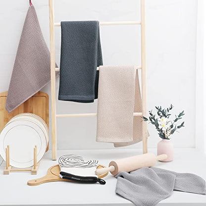 Homaxy 100% Cotton Waffle Weave Kitchen Dish Towels 8-Pack, Dark Grey | 13 x 28 Inches, Ultra Soft Absorbent Dish Towels, Quick Drying Cleaning Towels - color: Dark Grey, size: 13 X 28 - 8 Pack