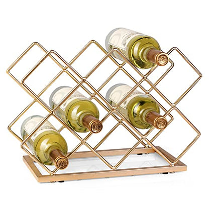 Countertop Wine Rack - 10 Bottle Freestanding Modern Gold Metal Small Wine Rack - Tabletop Wine Holder Stand for Cabinet, Pantry, Wine Bottle Storage… - color: B-gold 10btl