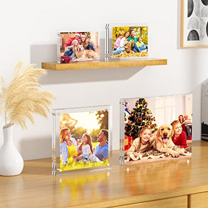 NIUBEE 4x6 Acrylic Photo Frames 5 Pack, Clear Desktop Double Sided Magnetic Picture Display - size: 4x6"(5 packs)