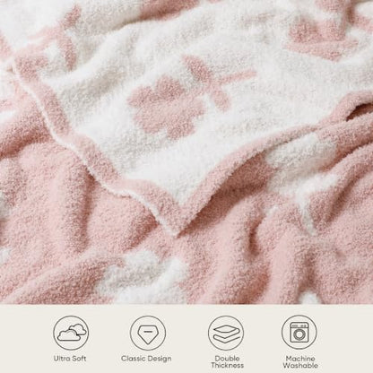 Snuggle Sac Twin Size Bedding Blanket, Pink Flower Throw Blanket for Couch, Microfiber Fluffy Warm Cozy Fuzzy Soft Reversible Blankets, Pink, 60x80 inches - color: Flower Pink, size: Twin(60"x 80")