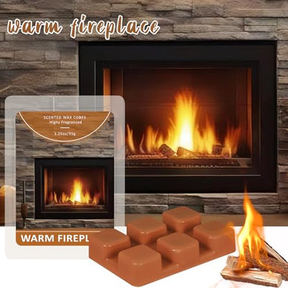 SCENTORINI Wax Melts, Warm Fireplace Scented Wax Cubes, 4 Pack | Fall Scent, Natural Soy Cubes for Candle Making, Wax Warmer, Home Christmas Decoration - size: Warm Fireplace - 4 Pack