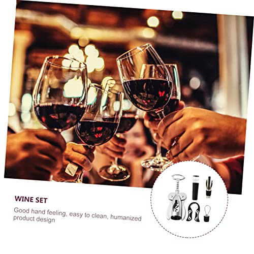 4-Piece Multifunctional Stainless Steel Wine Opener Set Foil Cutter Manual Corkscrew for Home Use for Wine Lovers and Entertaining
