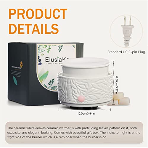 ElusiaKa Electric Ceramic Wax Melt Warmer with Silicone Liner-White - color: White+silicone