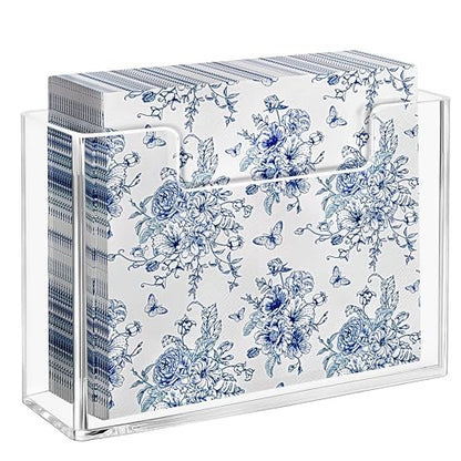 HBlife Acrylic Paper Napkin Holder for Kitchen - Clear Waterproof Vertical Stand, for 6.5"x6.5" Disposable Luncheon Paper Dispenser, Modern Square Table Tray for Dinner, Hotel, Restaurant, Bar, Party - color: Clear Luncheon Holder