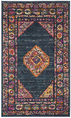 SAFAVIEH Madison Collection Accent Rug - 3' x 5', Blue & Fuchsia, Boho Chic Medallion Design, Non-Shedding & Easy Care, Ideal for High Traffic Areas in Entryway, Living Room, Bedroom (MAD133C) - color: Blue/Fuchsia, size: 3' x 5' (Rectangular)