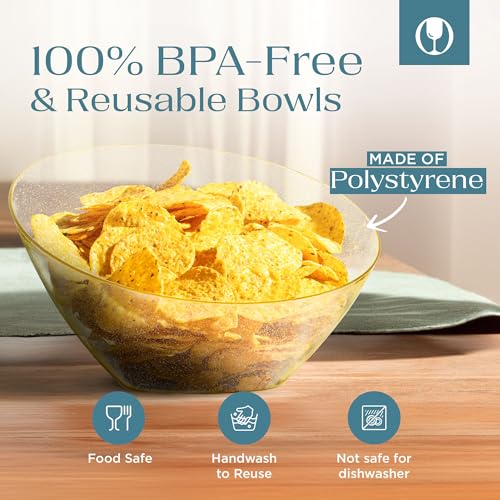 5 Pack Gold Plastic Angled Serving Bowl Disposable for Party Table 54oz | Angled Bowl Design. Chip, Candy, Salad & Fruit Use. Disposable Party Tableware. Buffet & Wedding Serving. Gold Plastic. - color: Gold Glitter, size: Large 54 OZ