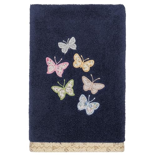 Frolic 4-Piece Luxury Towel Set, Calico Applique, Soft & Durable Turkish Cotton, Elegant Bathroom Ensemble, 2 Bath 2 Hand Towels, Marine - color: Marine, size: 2 Pcs Bath 2 Pcs Hand Towel