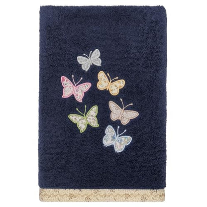 Frolic 4-Piece Luxury Towel Set, Calico Applique, Soft & Durable Turkish Cotton, Elegant Bathroom Ensemble, 2 Bath 2 Hand Towels, Marine - color: Marine, size: 2 Pcs Bath 2 Pcs Hand Towel