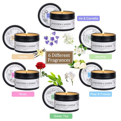 Scented Candles for Women and Men, 6 Pack Aromatherapy Candles for Home Scented, Natural Soy Jar Candle Bulk Gift Set for Christmas Birthday Thanksgiving Mother Coworker