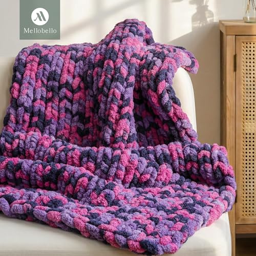 Jumbo Chunky Yarn for Hand Knitting - Super Thick Chenille Chunky Yarn for Crocheting - Extra Soft Bulky Fluffy Blanket Big Yarns 8 Jumbo Pack (27yds,8 oz Each Skein) - color: Midnight Orchid