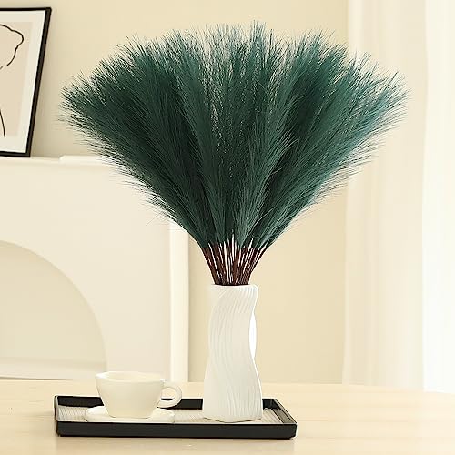 Wertuirk 60pcs Green Pampas Grass - 24 Inch Artificial Pampas Grass Decor | Fake Pompas Grass for Vase Filler, Table Centerpieces, Wedding, Party and Green Home Decor - color: Green, size: 60 Pieces
