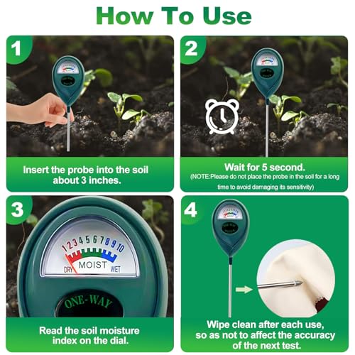 Green Soil Moisture Meter, Plant Water Meter, Soil Water Tester for Houseplants, Hygrometer Sensor Water Monitor for Indoor Outdoor Garden, Potted Plants, Farm, Lawn, No Battery Needed (3)