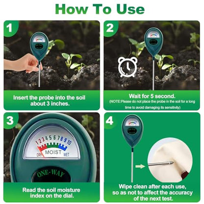 Green Soil Moisture Meter, Plant Water Meter, Soil Water Tester for Houseplants, Hygrometer Sensor Water Monitor for Indoor Outdoor Garden, Potted Plants, Farm, Lawn, No Battery Needed (3)