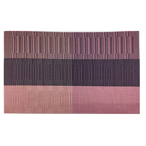 Exquisite Woven Vinyl Placemats for Dining Table Heat Resistant PVC Bamboo Style Table Mats (6, Ombre Purple Red) - color: Red-gradient