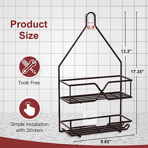 TreeLen Shower Caddy over Shower Head Hanging Bathroom Caddy for Bathroom Organizer 4 Hooks Shampoo Holder-Bronze - color: Bronze