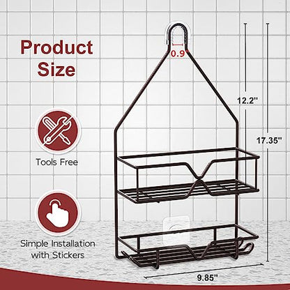 TreeLen Shower Caddy over Shower Head Hanging Bathroom Caddy for Bathroom Organizer 4 Hooks Shampoo Holder-Bronze - color: Bronze