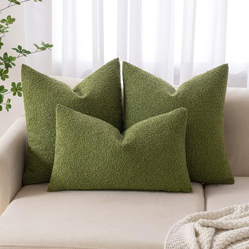 MIULEE 18x18 Pillow Insert Throw Pillow Insert 18x18 Inch Decorative Couch Pillow Covers Textured Boucle Accent Solid Throw Pillow Covers