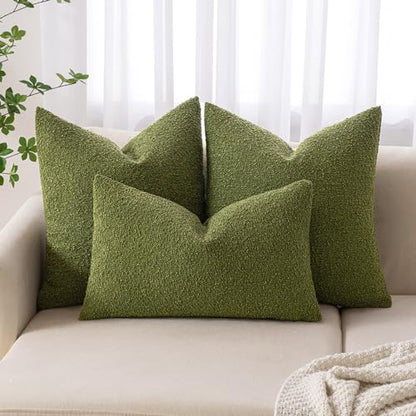MIULEE 18x18 Pillow Insert Throw Pillow Insert 18x18 Inch Decorative Couch Pillow Covers Textured Boucle Accent Solid Throw Pillow Covers