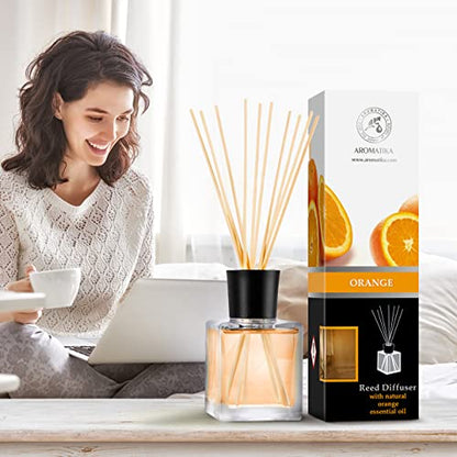 Orange Diffuser 6.8 Fl Oz - Fresh Room - Long Lasting Fragrance - Scented Reed Diffuser - Diffuser Gift Set - Best for Aromatherapy - Home