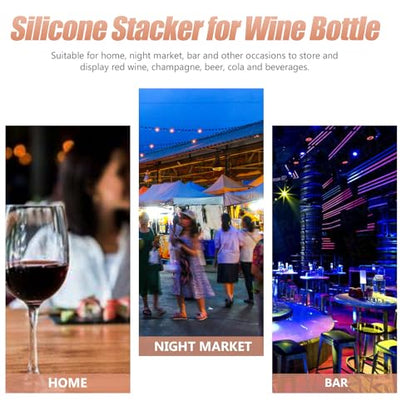 Luxshiny Foldable Wine Bottle Holder Stacker Silicone Rack Mat Compact Organizer for Kitchen Countertop Storage Display up to 10 Bottles Home Bar Mini Fridge