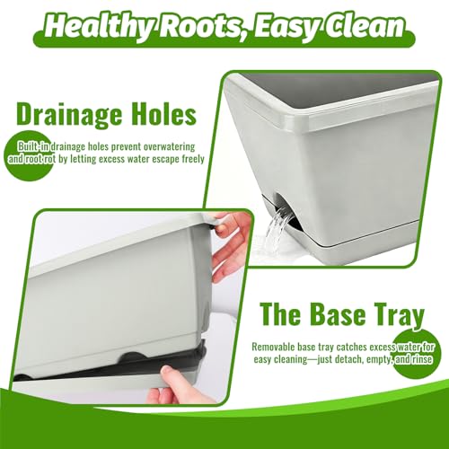 7 Pack 17 Inch Rectangular Plastic Window Box Planters(Offwhite) | Includes trowel, waterproof mat & gloves, perfect for indoor/outdoor herbs, veggies, and flowers - color: Offwhite