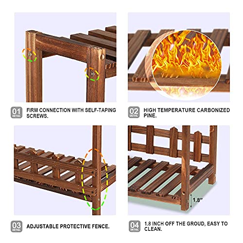 Ufine 3 Tier Wood Plant Stand Vertical Plant Display Shelf | Indoor Outdoor Plant Rack, Balcony Living Room, Kitchen, Porch Plant Organizer