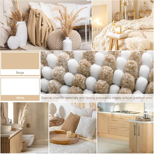 Bathroom Rugs Sets 3 Piece, Toilet Rugs U-Shaped Contour Bath Mat Set, Striped Absorbent Non Slip Chenille Shower Mat, Beige - color: Beige, size: 20"x32"+16"x24"+U Shape 20"x24"