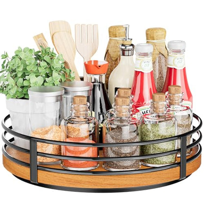 10" Lazy Susan Turntable Organizer - Wood Round Lazy Susan for Cabinet Kitchen Countertop Dining Table Pantry Cupboard Bathroom Coffee Bar Storage Home Decor - size: 10 inch 1 Tier