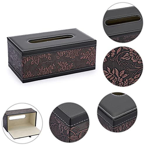 Sumnacon Tissue Box Cover Rectangule Leather Tissue Box with Magnetic Bottom,Stylish PU Tissue Box Holder for Bathroom Toilet Bedroom Living Room Desk Table Office Car - color: Brown, size: Medium