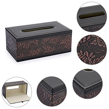 Sumnacon Tissue Box Cover Rectangule Leather Tissue Box with Magnetic Bottom,Stylish PU Tissue Box Holder for Bathroom Toilet Bedroom Living Room Desk Table Office Car - color: Brown, size: Medium