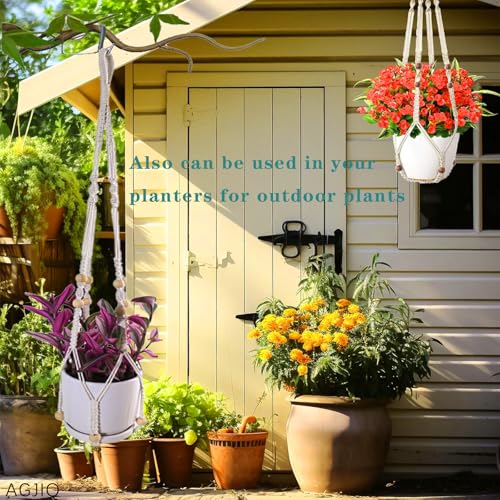 43 Inch Macrame Plant Hanger Large,Heavy Duty Indoor Hanging Plant Holder for Plants Pots Hangers for Live Plants,Outdoor Garden Home and Boho Wall Home Ceiling Decor,2 Set(Planter Pot Not Included)